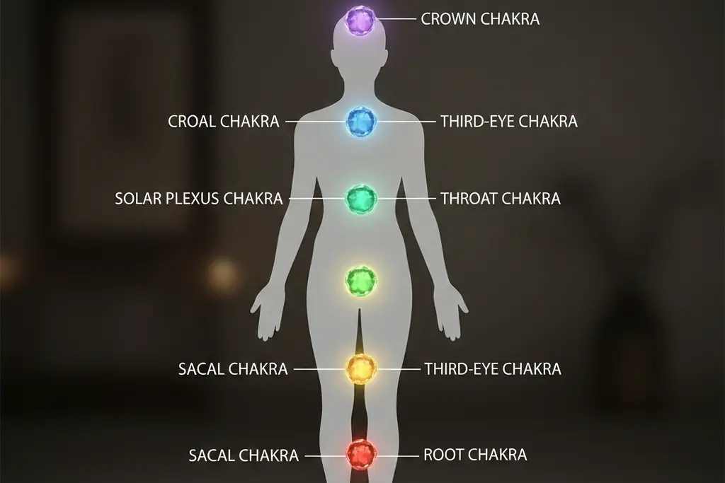 seven chakra points with matching chakra stones for complete energy alignment
