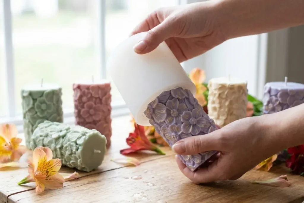 easy-release silicone floral candle mould for DIY candle making