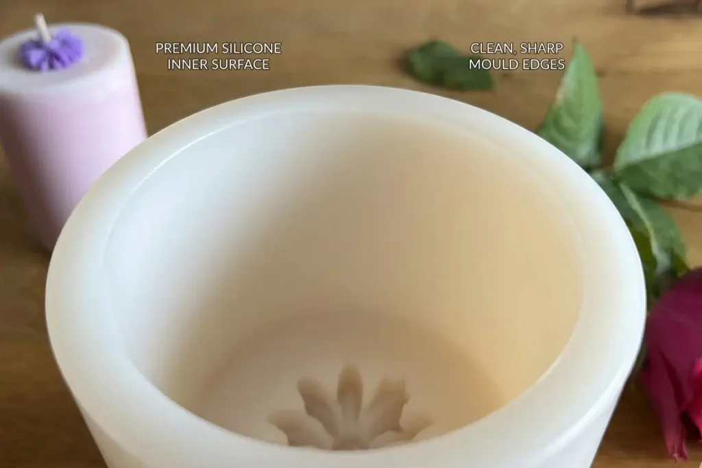 Clean interior of a silicon pillar candle mould for smooth candle finish