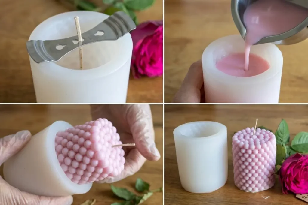 Step-by-step guide to using bubble candle mould for DIY soy wax candles