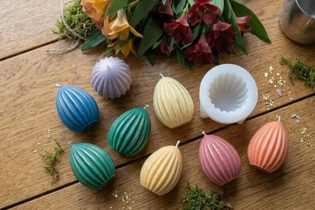 bulk egg silicon candle mould results different coloured egg candles