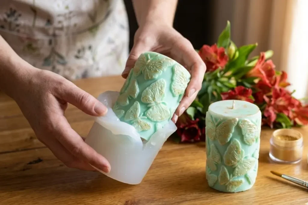 Easy release reusable silicone candle mould for candle artists and DIY creators