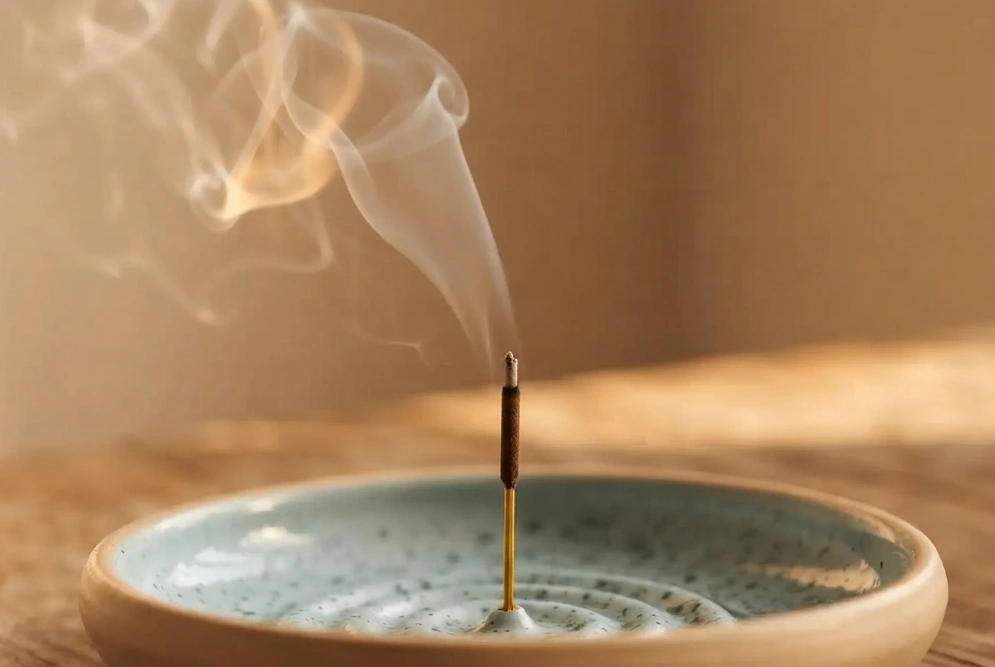 Incense sticks for anxiety UK releasing calming smoke in soft evening light