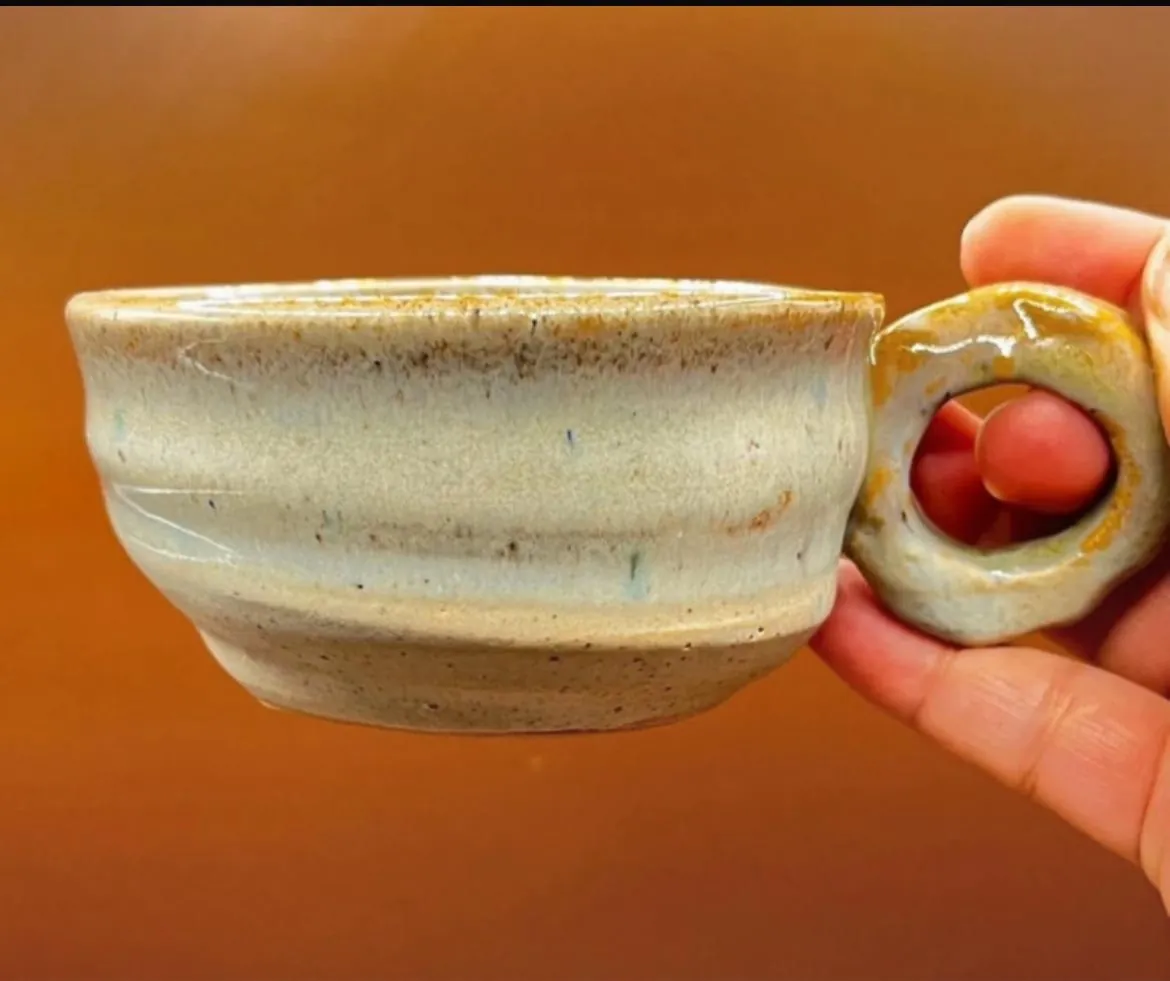 Handmade earth ware flat white mug/ cup - Image 4